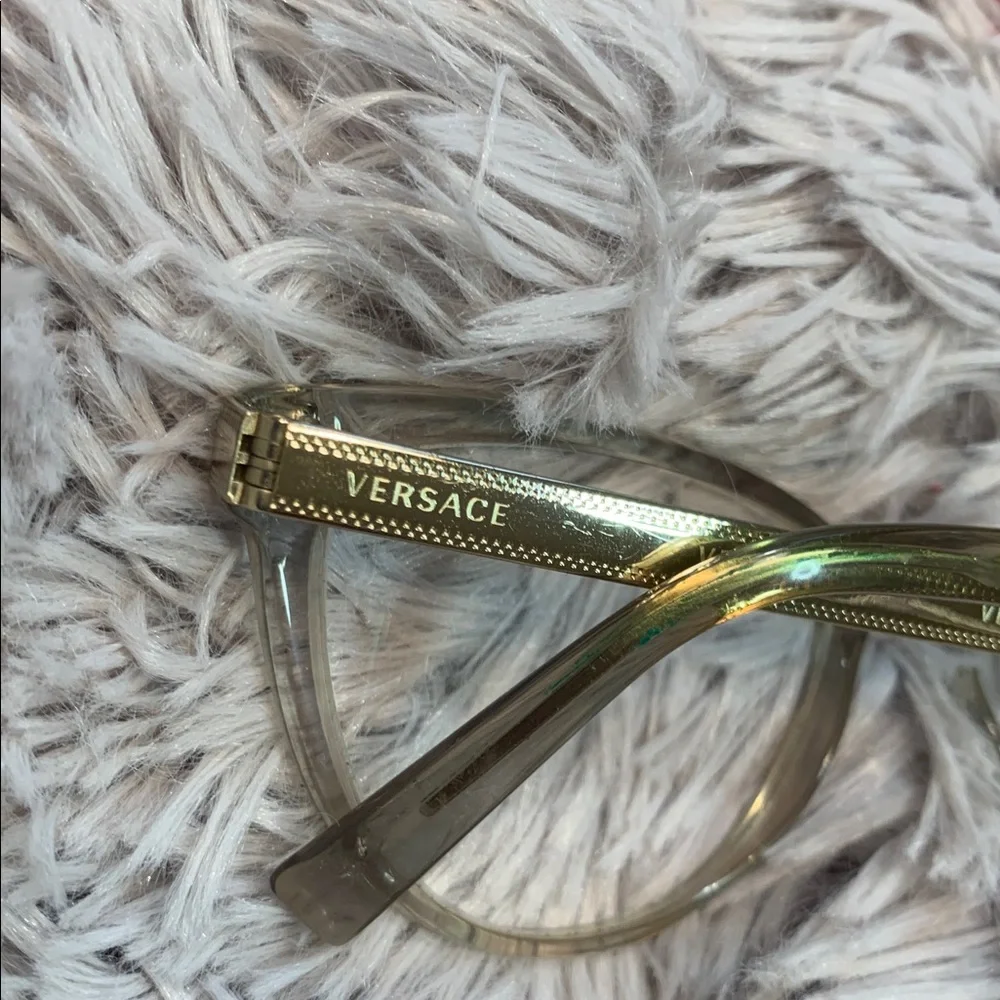 🌹VINTAGE Versace • Women's Clear Cat-Eye Optical Glasses - Clear Gold RX Frames